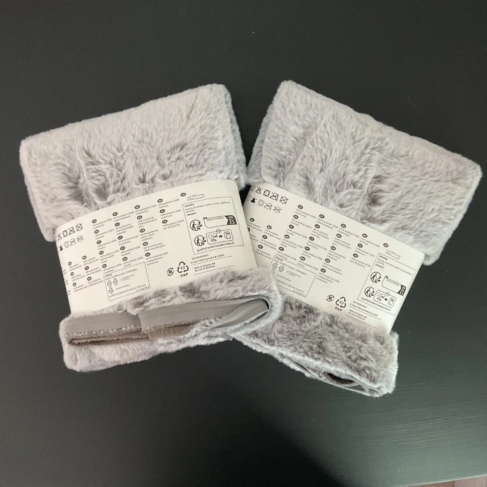 NWT Set of 2 IKEA ULLGRIMMIA Pillow Covers Super Soft Light Gray Faux Fur Plush